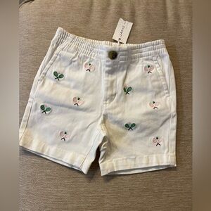 Janie and Jack Cream Shorts with Embroidered Butterflies